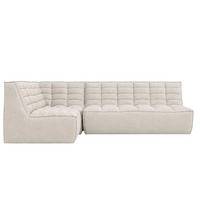 ROHOVÁ SEDAČKA modulární ve tvaru L, plyšová tkanina Pop, Béžová, Levá strana, LAZY L Mini - béžová, dřevo (253/173cm) - Kaiser Möbel