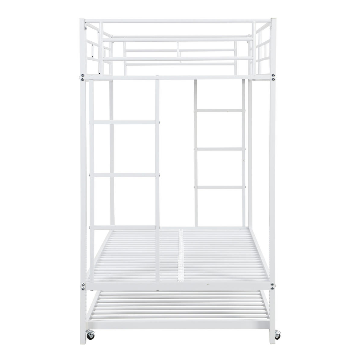 ETAGENBETT 90/200 cm aus Metall mit ausziehbarem Rollbett Weiß - Weiß, Metall (90/200cm) - Modenvie