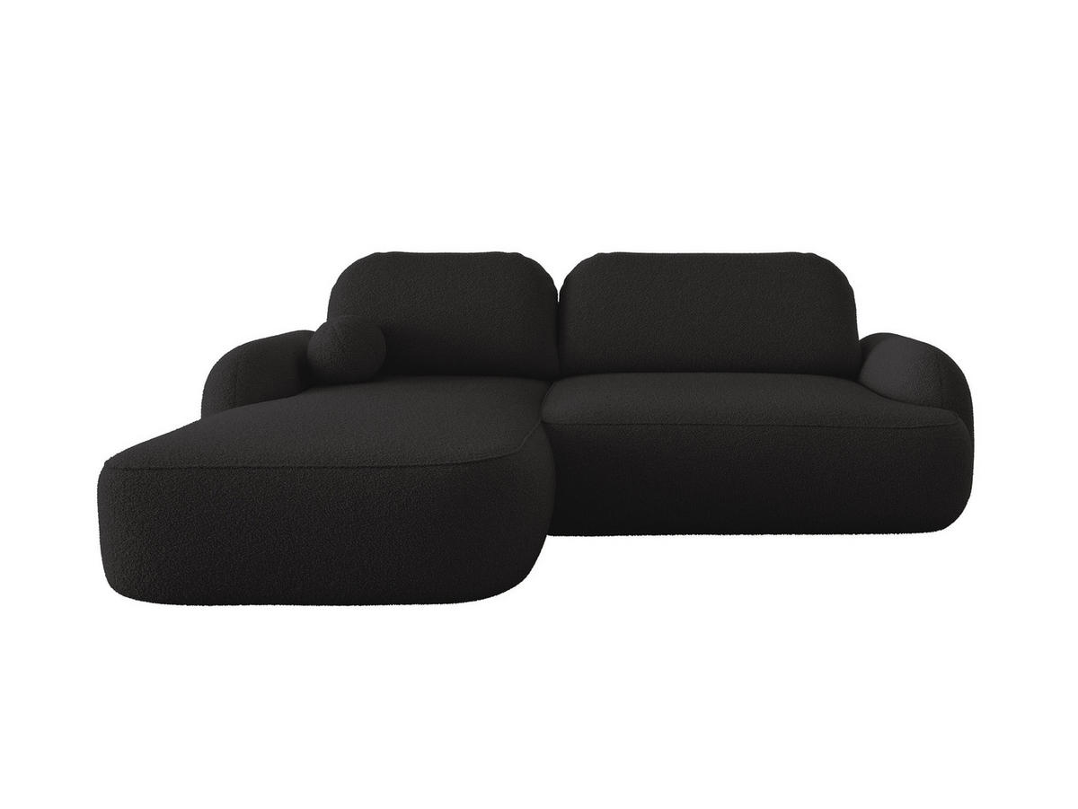 ECKSOFA MIVARO Schlaffsofa Boucle Schwarz (LINKS) - Schwarz, Textil (176/276cm) - Luxkor24