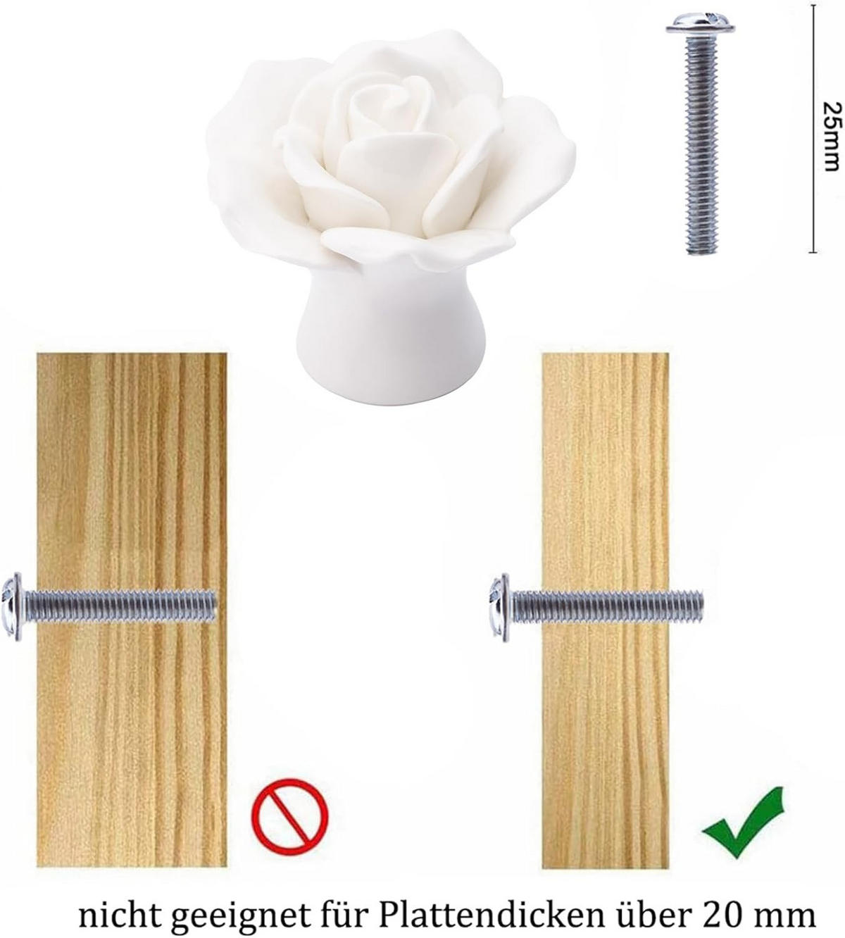 SCHRANKKNOPF Keramik 4er-Set - Weiß, Keramik (0.36/2/0.42cm)