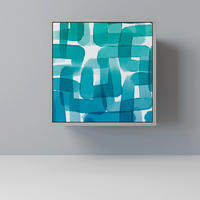 SIDEBOARD TURQUOISE RECTANGLES, Grau, 57,5x42x57,5 cm, Ohne Füße - Multicolor/Grau, Holzwerkstoff (57.5/57.5/42cm) - SpaceRebels