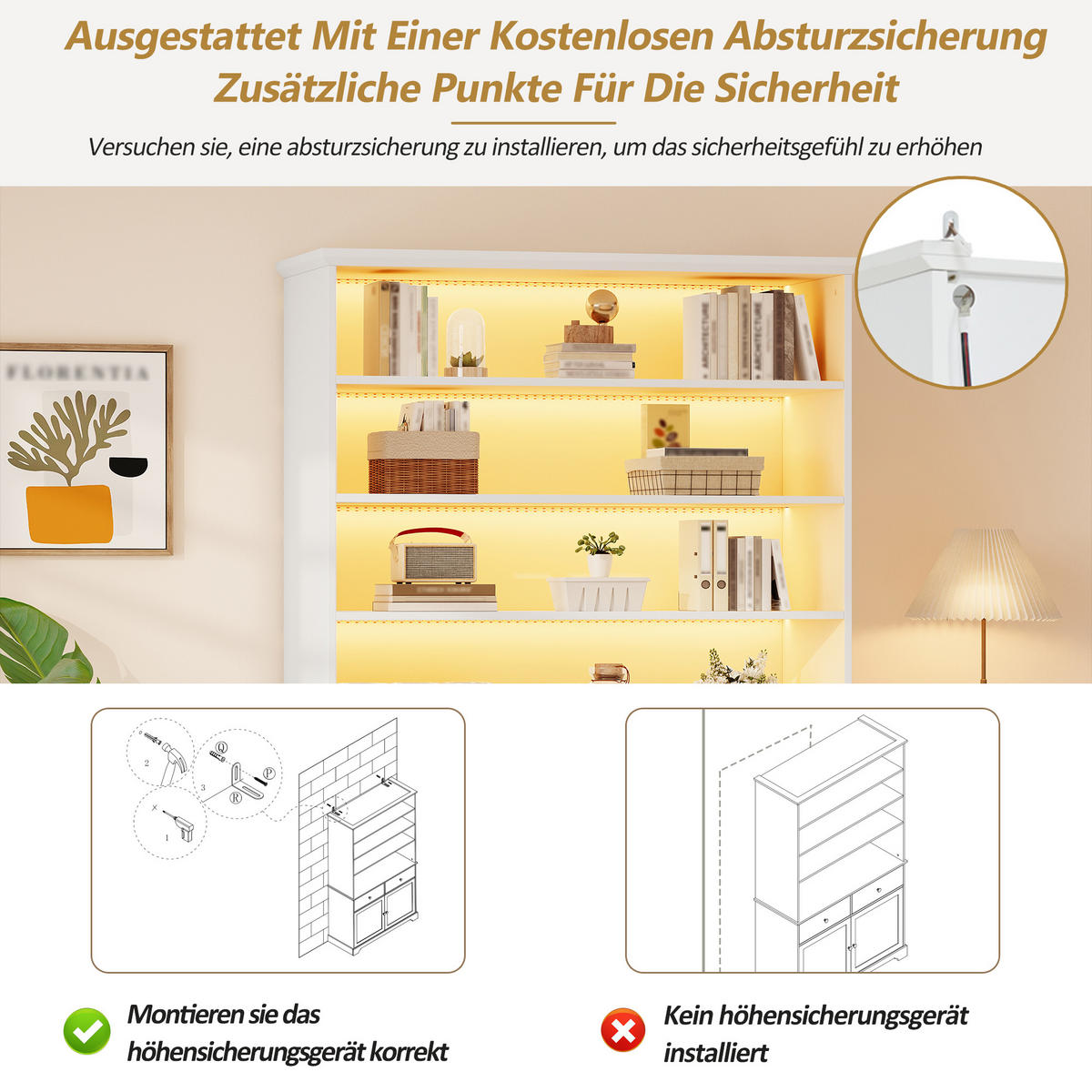 VITRINE weiß aus Spanplatte mit App-gesteuerter USB-LED 100 × 38 × 170 cm - Weiß, Holzwerkstoff (100/170/38cm) - Luhomfu