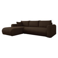 ECKSOFA Eliwo Cord - Schwarz/Braun, Holz/Textil (252/158cm) - MIRJAN24