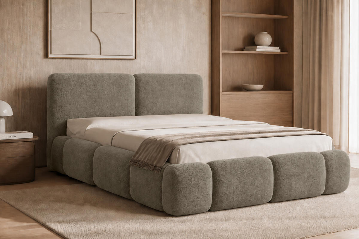 POLSTERBETT Mit Bettkasten, Bouclé-Stoff Coral, Taupe, 120x200 cm, ABIK - Taupe, Holz (120/200cm) - Kaiser Möbel