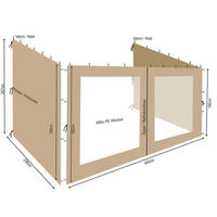 3 Seitenteile Anbaupergola Alu Optik 3x4m Sand - Beige, Textil (400/300cm) - QUICK STAR