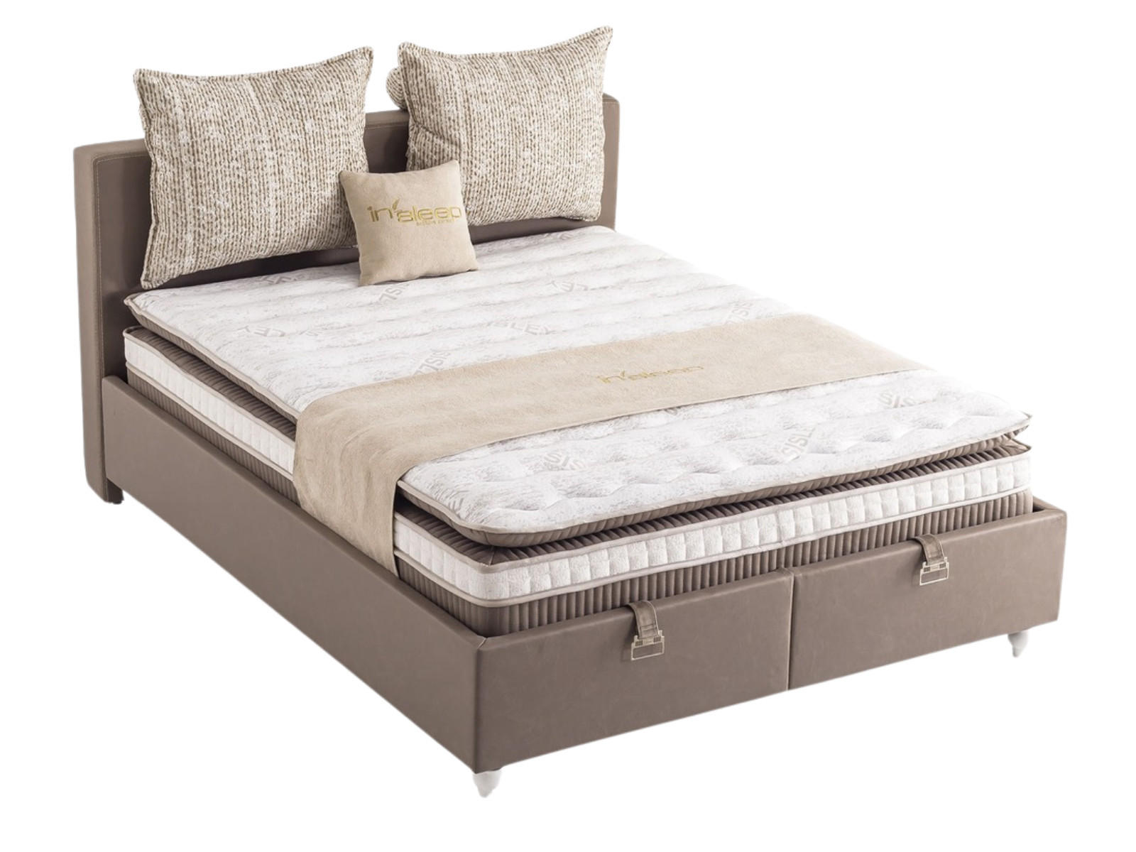 POLSTERBETTSET Monaco 120x200 Braun - Braun, Textil/Metall (120/200cm) - Villa Möbel
