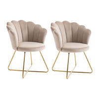 STUHL 2er-Set - Samt & Metall - Beige & Goldfarben - FIORI II - Beige, Textil (69/85.5/64cm) - Vente-Unique