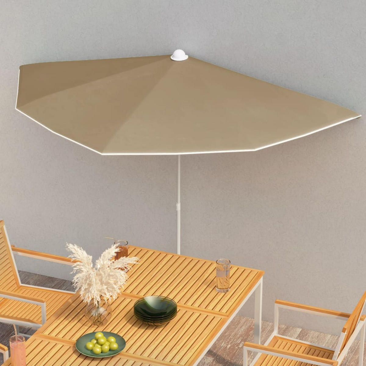 HALB-SONNENSCHIRM mit Mast 180x90 cm Taupe - Taupe, Metall (90/180cm) - furnicato