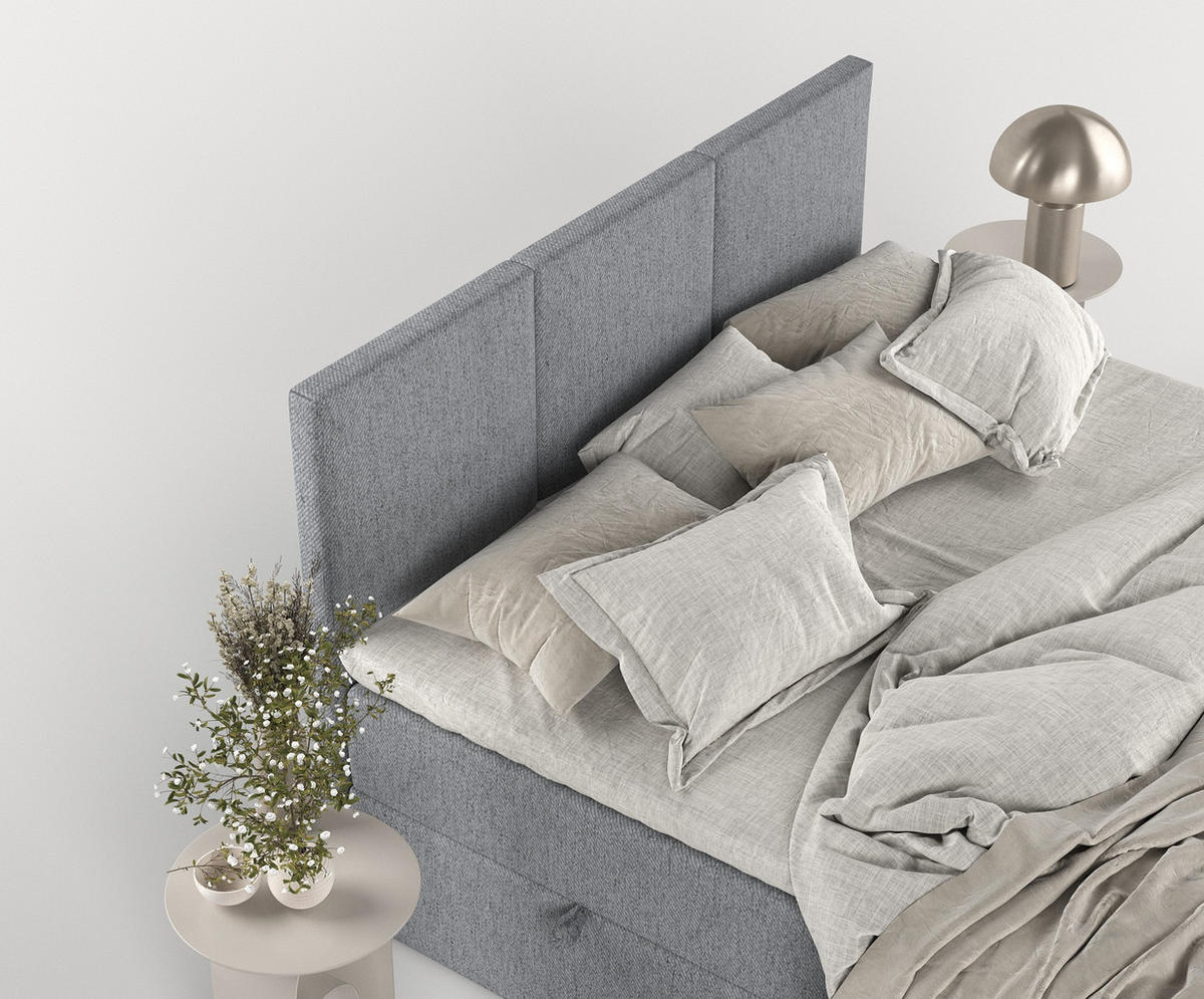 BOXBETT Jonah Grau 120/200 cm im Webstoff - Schwarz/Grau, Holz/Holzwerkstoff (120/200cm) - Maison de Reve