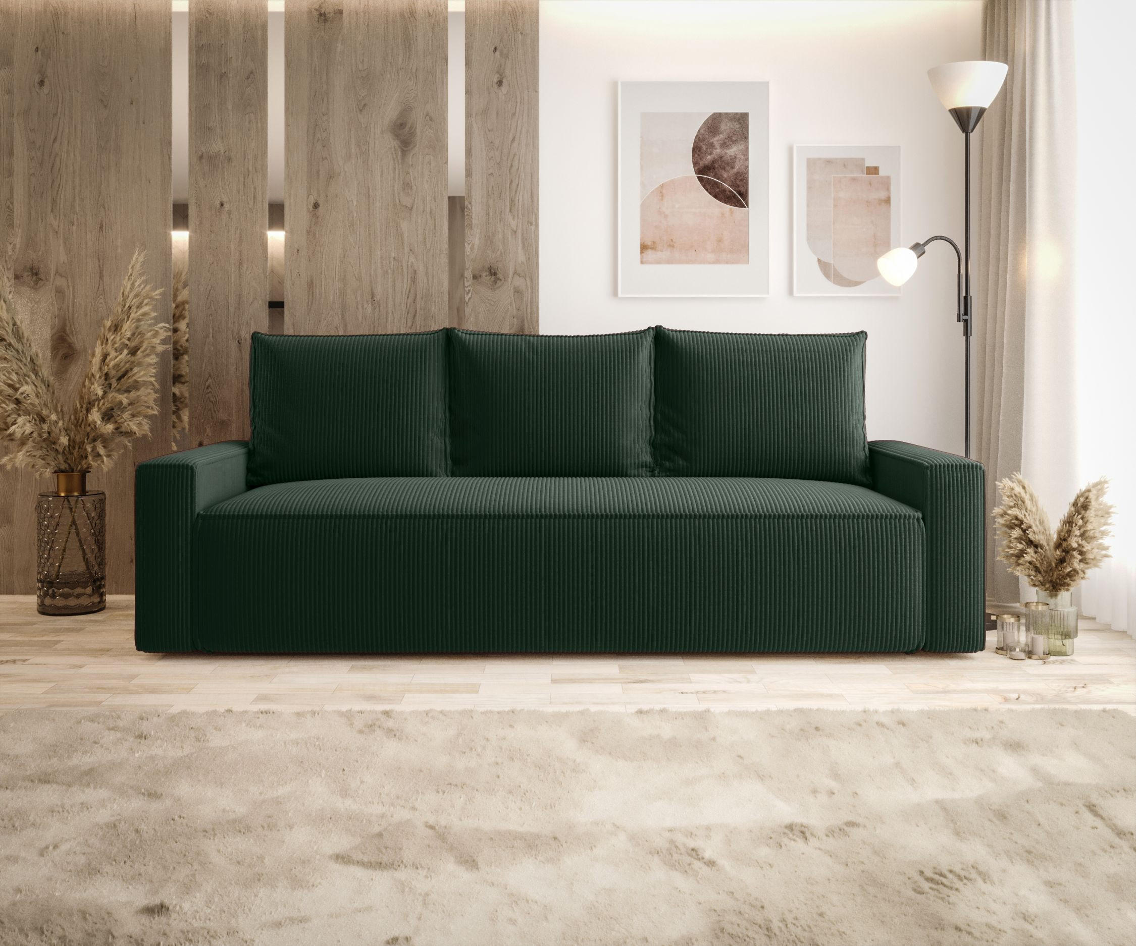 SOFA mit Schlaffunktion SAVIO Poso 14 - Dunkelgrün, Textil (232/90/90cm) - Bedante