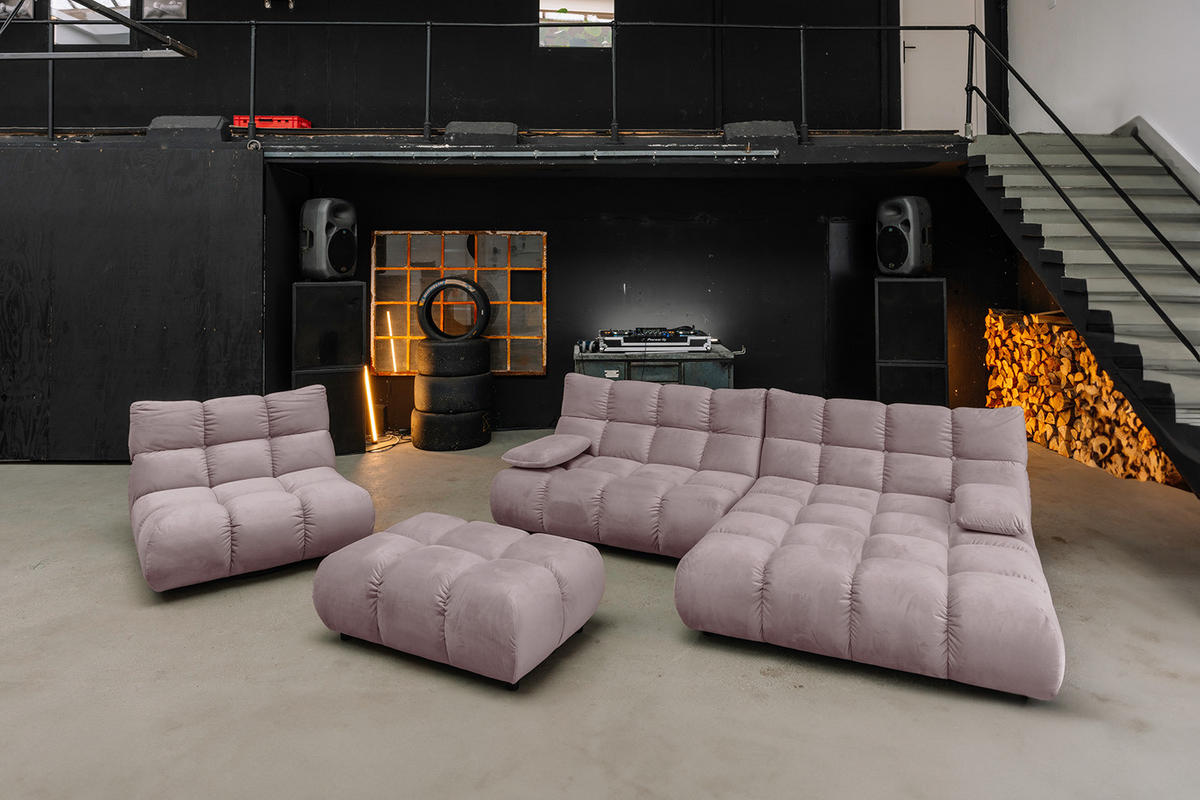 SITZGRUPPE VIVIEN 3ER SET Grau Velvet - Grau, Kunststoff/Textil (359/85/510cm) - KAWOLA