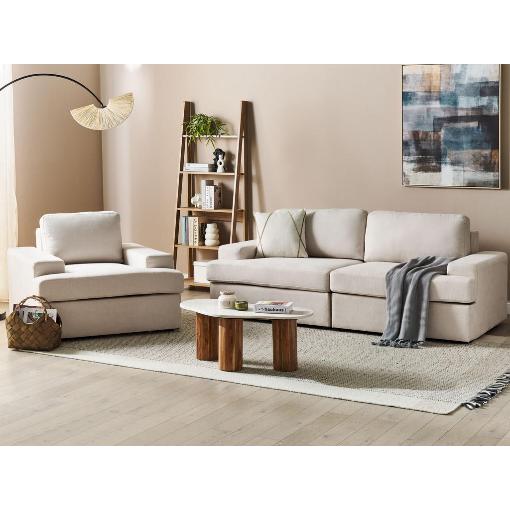 Thumbnail - Beliani 4-Sitzer-Sofa, Beige, Textil, 3-Sitzer, 112x112x208 cm, Wohnzimmer, Sofas & Couches, Sitzgarnituren