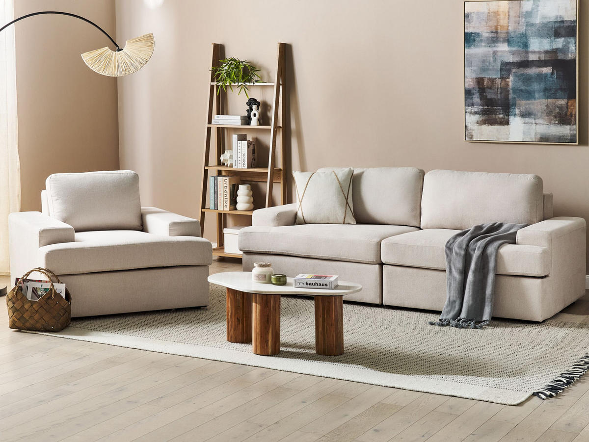 4-SITZER-SOFA SET hellbeige Alla - Beige, Textil (112/112/208cm) - Beliani