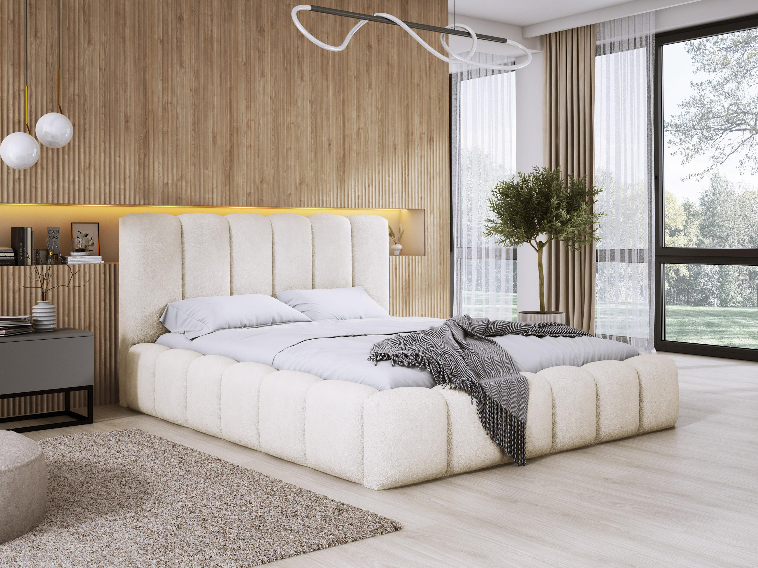POLSTERBETT VELORA 200x200 ECRU - Ecru, Textil (200/200cm) - Luxkor24