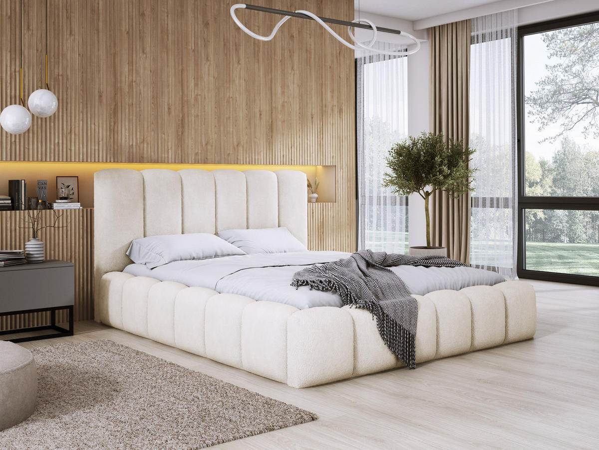 POLSTERBETT VELORA 180x200 ECRU - Ecru, Textil (180/200cm) - Luxkor24