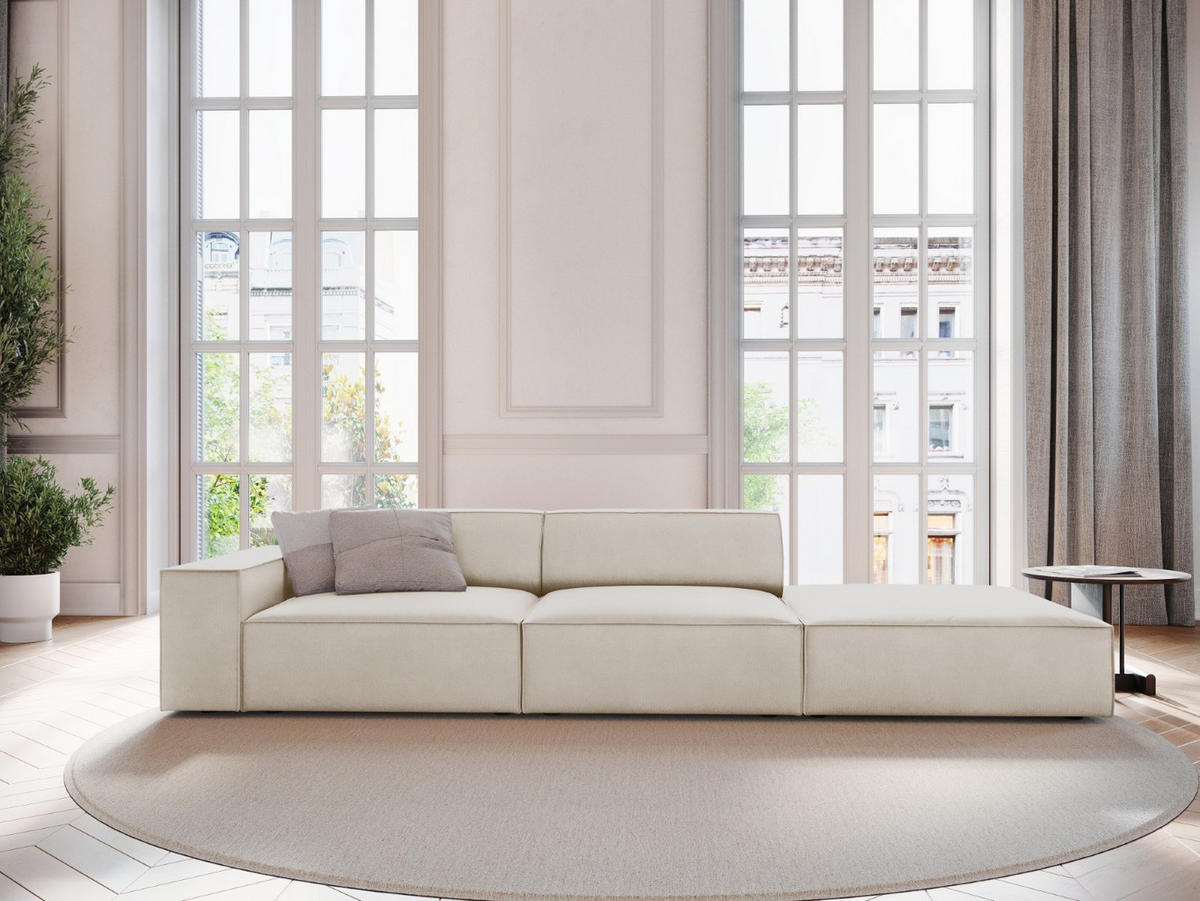 SOFA Jodie aus Samt dunkelbeige 3 Sitzplätze - Mokka, Textil (262/70/102cm) - Micadoni