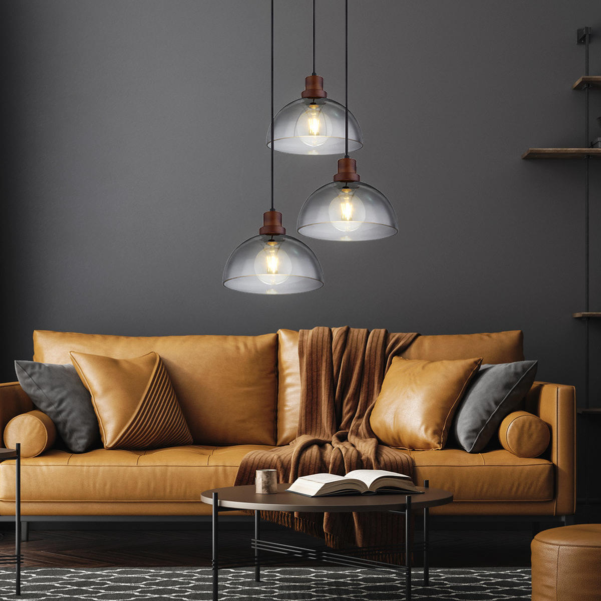 HÄNGELEUCHTE SALSA Grau Metall Glas - Grau, Glas (47/47/150cm) - Globo Lighting