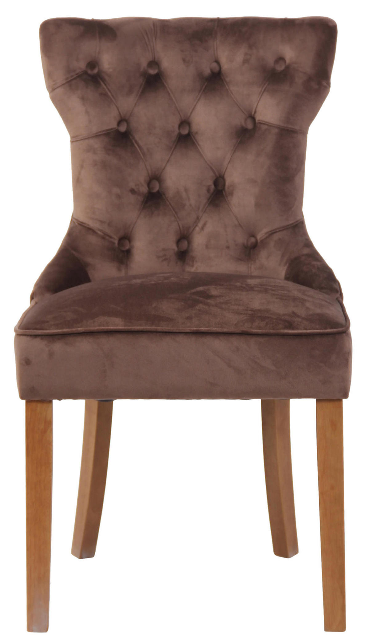 STUHL Samt braun - Naturfarben/Braun, Holz/Textil (51/90/59cm) - CLP