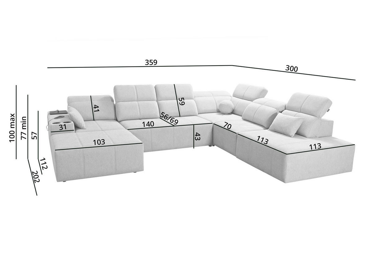 ECKSOFA Multifunktional Mindy X Stoff Verita Blau Links - Blau, Holz (300/359cm) - Kaiser Möbel