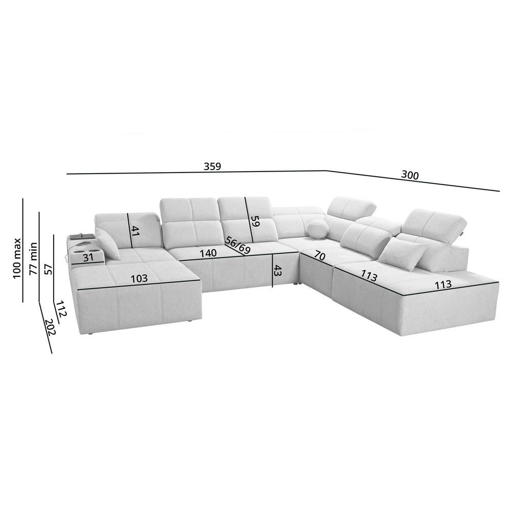 Thumbnail - Kaiser Möbel Ecksofa, Creme, Holz, 6-Sitzer, L-Form, Ottomane links, Ottomane rechts,L-Form, 359x300 cm, Wohnzimmer, Sof...