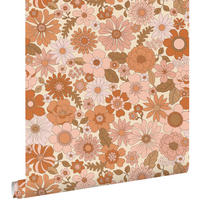 TAPETE Retro Blumen 53 cm x 10.05 m - Terracotta, Papier (53/1000cm) - ESTAhome