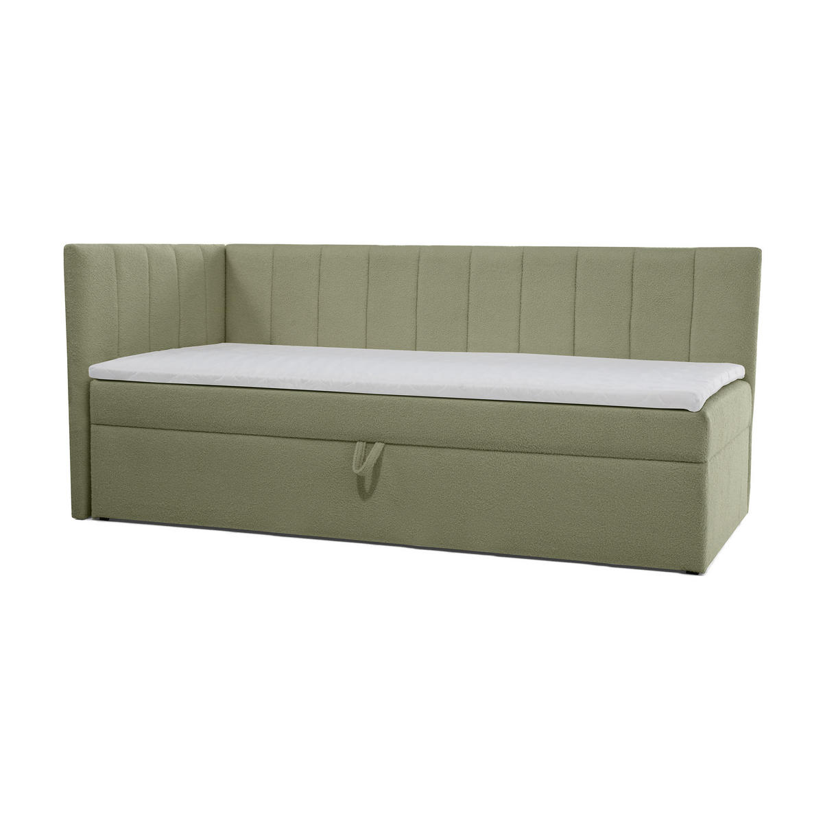 SCHLAFSOFA Rafi, Eckbett mit Bettkasten, 90x200 cm, Hellgrün - Hellgrün, Textil (209/94/102cm) - Beautysofa