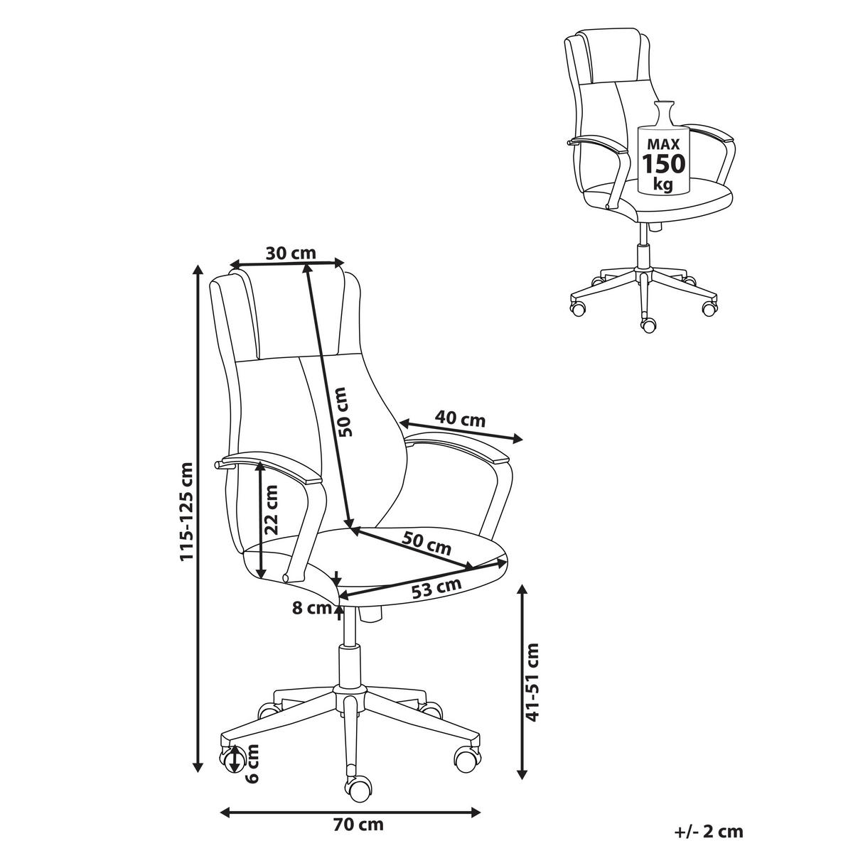 CHEFSESSEL Schwarz Adept - Silberfarben/Schwarz, Kunststoff (70/115/70cm) - Beliani
