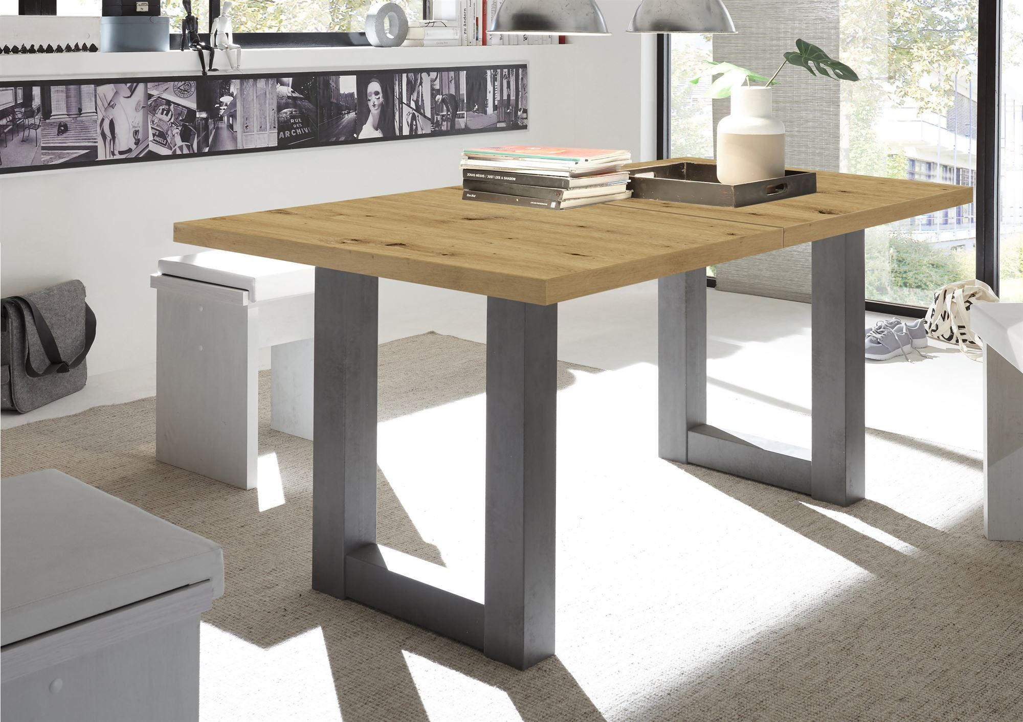 ESSTISCH ausziehbar Eila 3 140 x 90 x 75 Esszimmertisch Graphit/Asteiche - Eiche Artisan, Holz (140/90/75cm) - 58aufmkessel