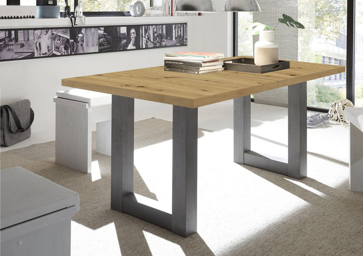 ESSTISCH ausziehbar Eila 3 160 x 90 x 75 Esszimmertisch Graphit/Asteiche - Eiche Artisan, Holz (160/90/75cm) - 58aufmkessel