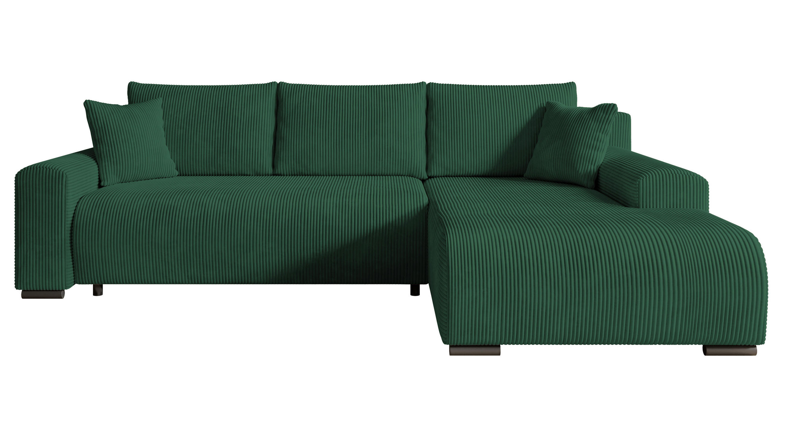 ECKSOFA Nelly mit Bettkasten und Schlaffunktion, Cordstoff in L-Form - Grün, Textil (270/185cm)
