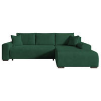ECKSOFA Nelly mit Bettkasten und Schlaffunktion, Cordstoff in L-Form - Grün, Textil (270/185cm)