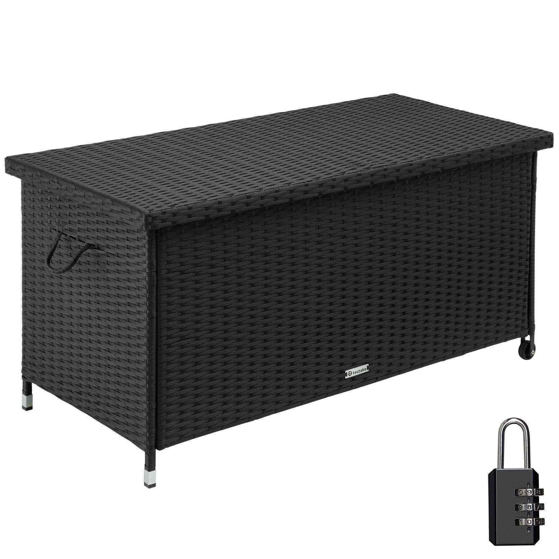 AUFLAGENBOX Kiruna, 121 x 56 x 60 cm, schwarz - Schwarz, Kunststoff (56/60/121cm) - tectake