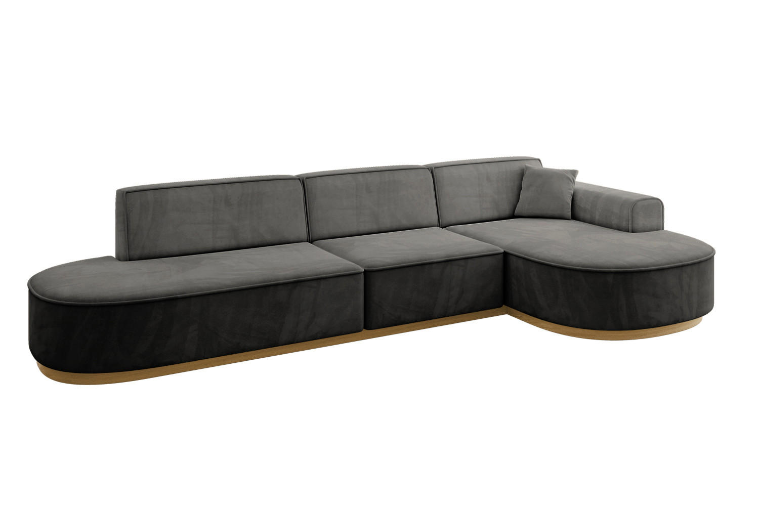 ECKSOFA Ottomane Rechts MARI-L2-v2 - 328x171x83 cm Dunkelgrau Velours - Dunkelgrau, Holzwerkstoff/Textil (171/328cm) - ALTDECOR