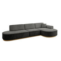 ECKSOFA Ottomane Rechts MARI-L2-v2 - 328x171x83 cm Dunkelgrau Velours - Dunkelgrau, Holzwerkstoff/Textil (171/328cm) - ALTDECOR