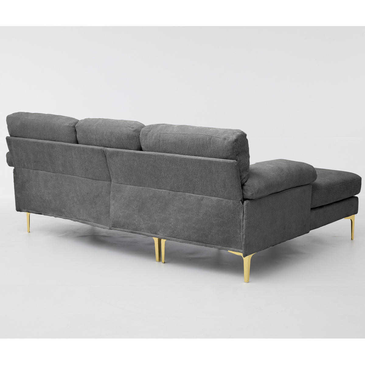 ECKSOFA 187.5/130/79 cm Grau mit 3 Sitzkissen und Stuhlbeine aus Metall - Grau, Textil (130/79/187.5cm) - Oxeza