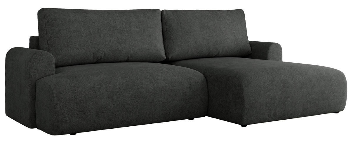 ECKSCHLAFSOFA TONO L Dunkelgrau Struktur - rechts - Dunkelgrau/Schwarz, Kunststoff/Textil (150/260cm) - MKS