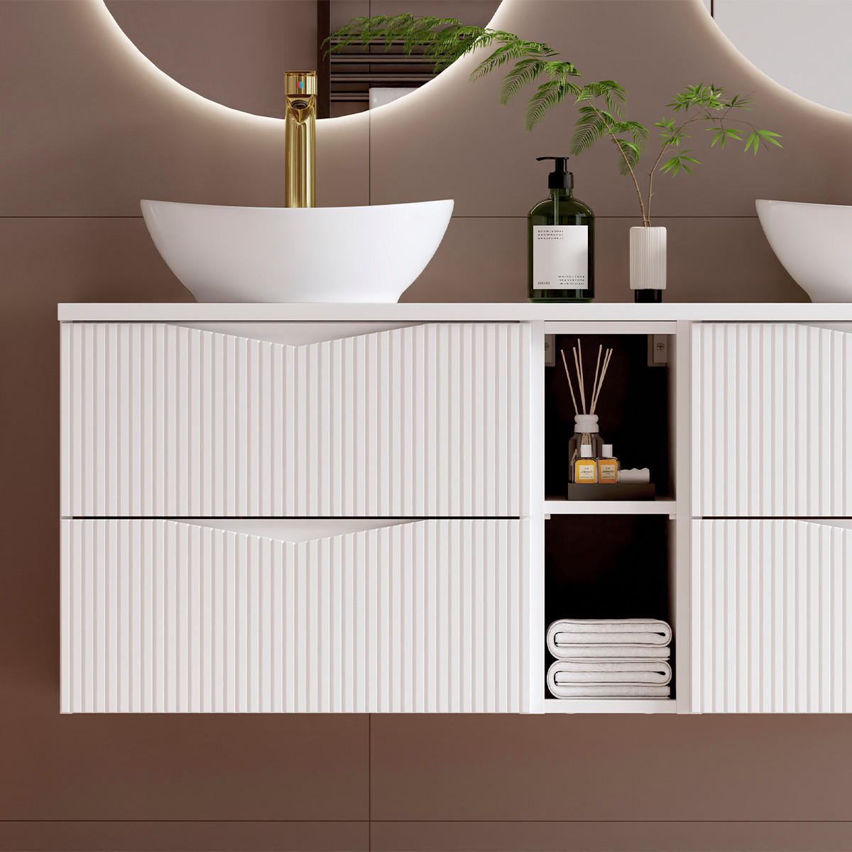 DOPPELWASCHTISCH 140.6cm Tao Weiß - Weiß, Holzwerkstoff (140.6/52.2/46.5cm) - Petits-meubles