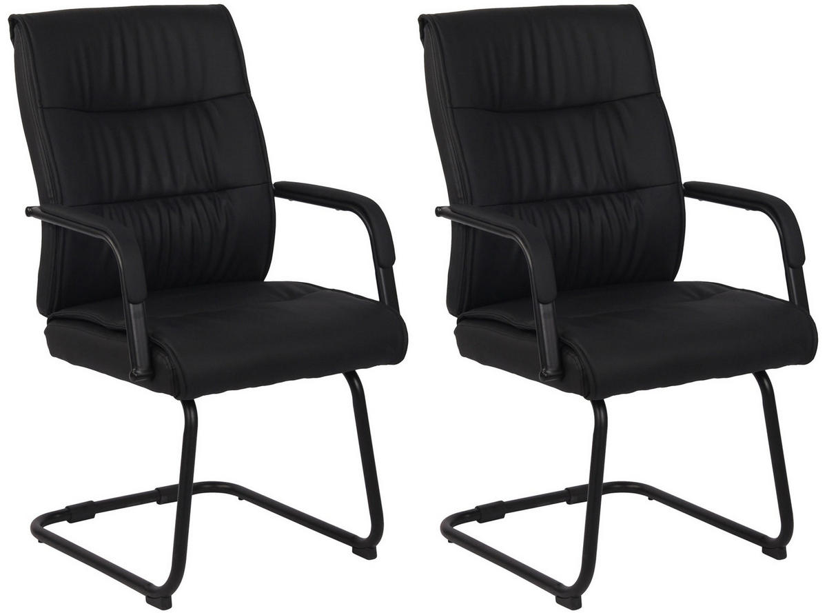 SCHWINGSTUHL 2er Set Lederlook schwarz/schwarz - Schwarz, Textil/Metall (58/100/66cm) - CLP