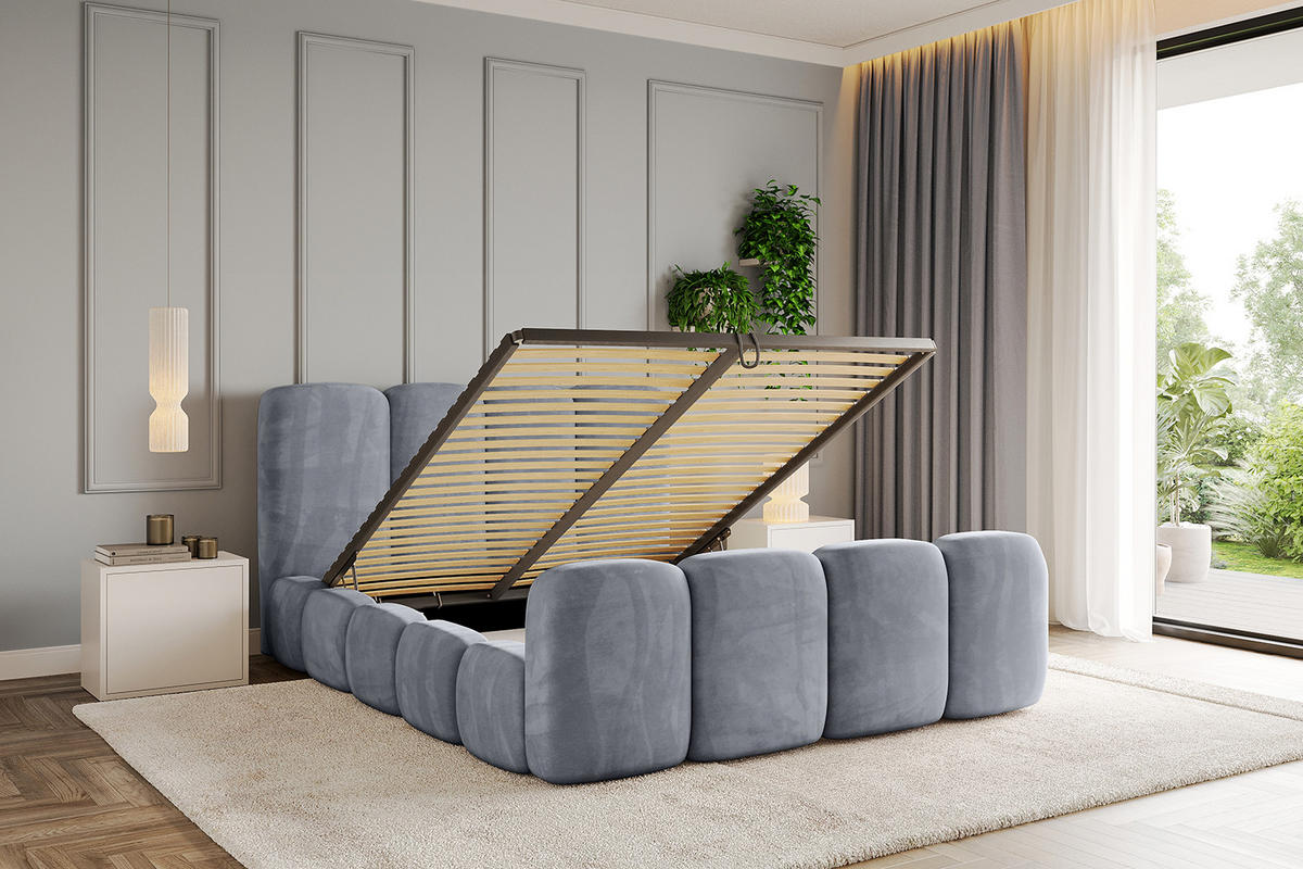 POLSTERBETT mit Bettkasten, Fußteil und Lattenrost, Boxbett ohne Matratze - KALA-Z 180x200 Grau - Grau, Holzwerkstoff/Textil (180/200cm) - ALTDECOR