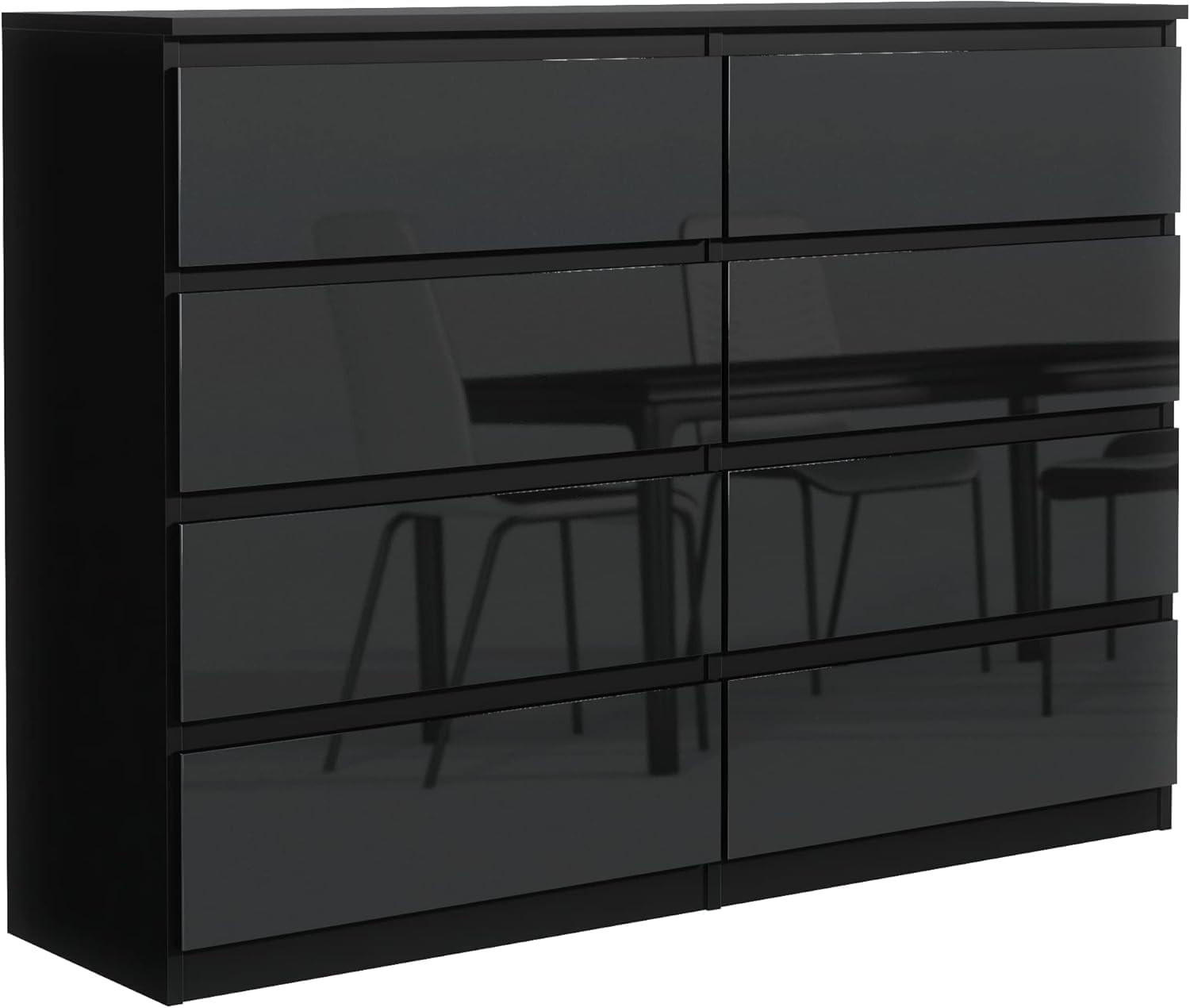 Mobelsta Kommode Schwarz Hochglanz 138.5x101.5x39 cm