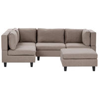 COLȚAR modul cu 4 locuri pe partea dreaptă maro textil cu otomană Unstad - maro/negru, material textil (228/152cm) - Beliani