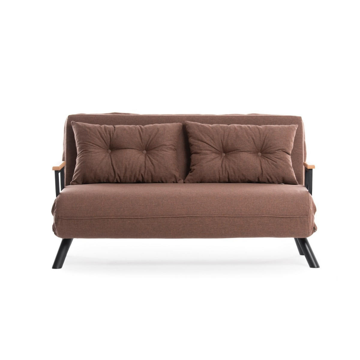 SCHLAFSOFA für 2 Personen mit Stoffbezug und Metallfüßen 133/50/41 cm - Braun, Metall (50/41/133cm) - Calicosy