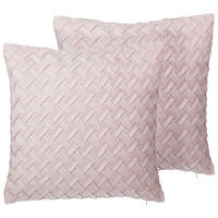 DEKOKISSEN 2er-Set Pastellrosa 45/45 cm Tithonia - Pink, Textil (45/45cm) - Beliani