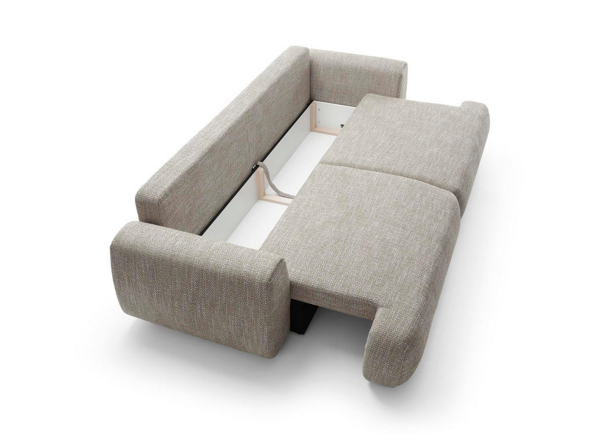 SOFA Morena Grau, mit Schlaffunktion, Zweisitzer Sofa - Grau, Holzwerkstoff/Textil (260/81/106cm) - Bettso