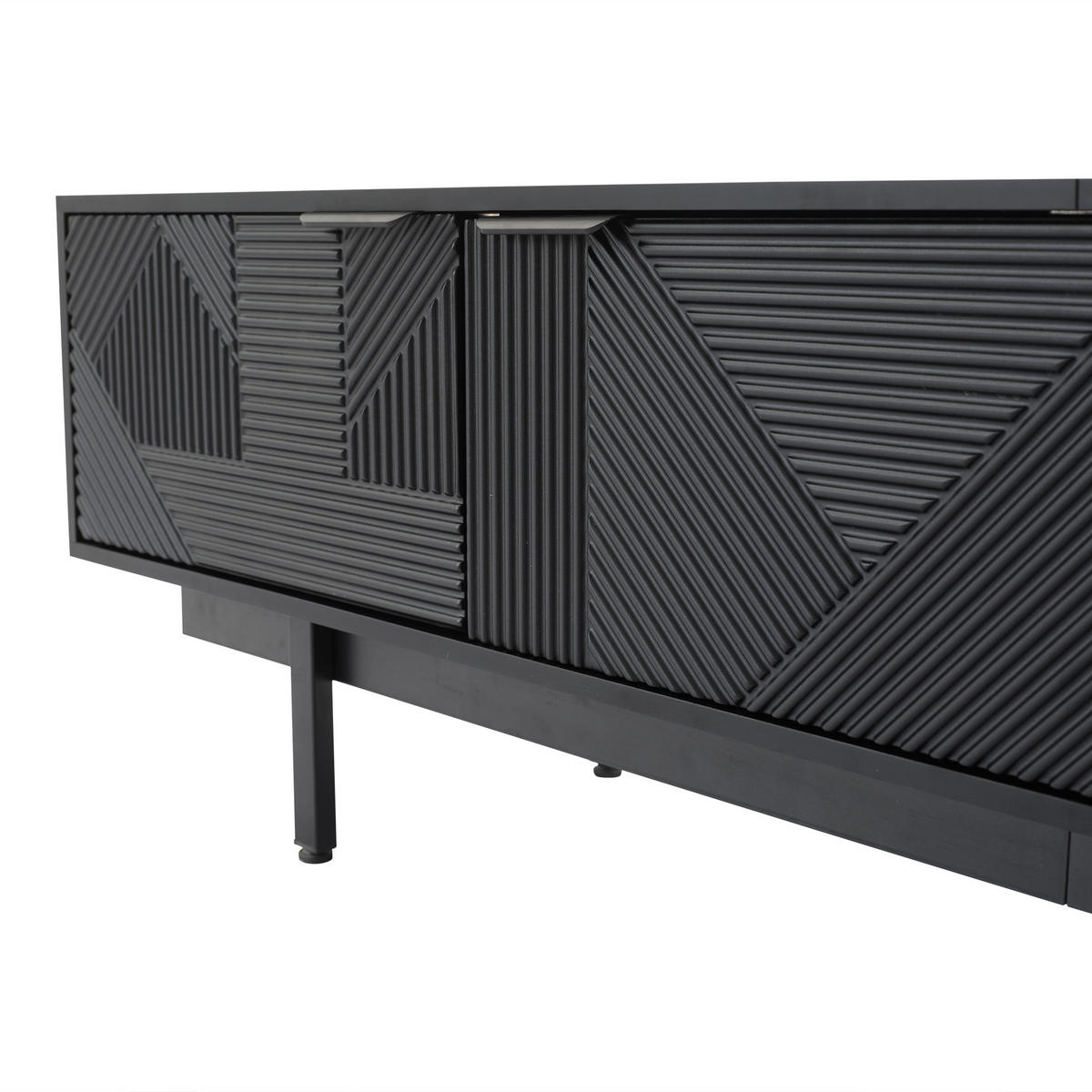 TV-ELEMENT200CM schwarz für 90ZollTV mit Stauraum und Kabelmanagement - Schwarz, Holz (52.07/12.19/115.06cm) - Raelunyi