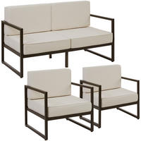 GARTEN-LOUNGESET Comosa,höhenverstellbare Füße,braun/beige - Beige/Braun, Kunststoff - tectake