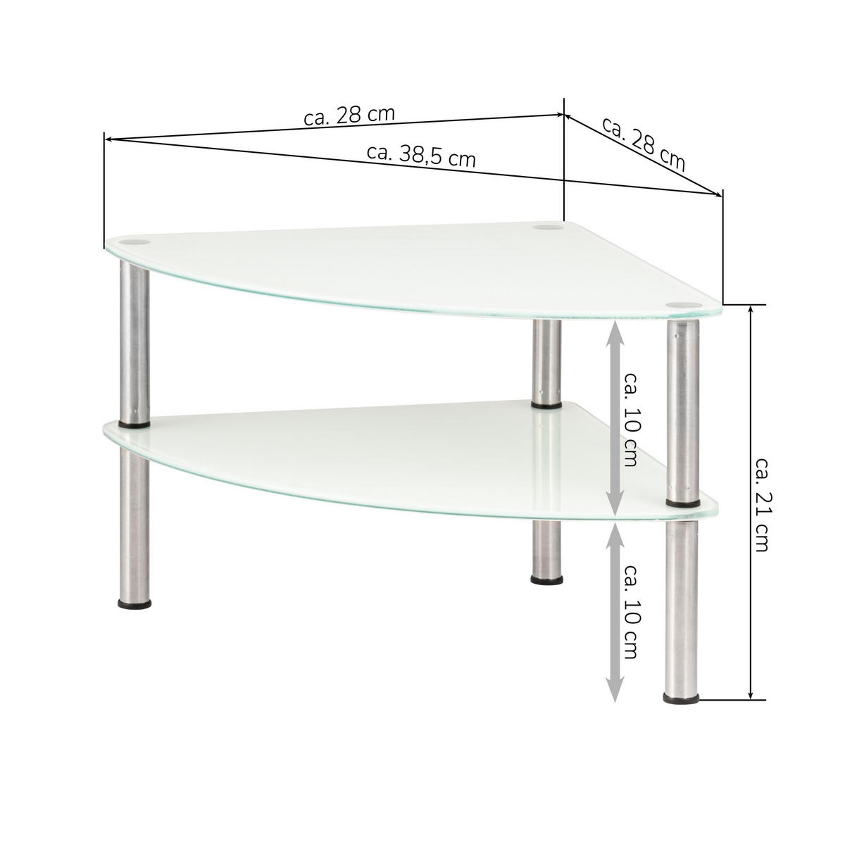 ECKREGAL, Glas, Edelstahl, weiß - Weiß, Glas (28/21/28cm) - bremermann