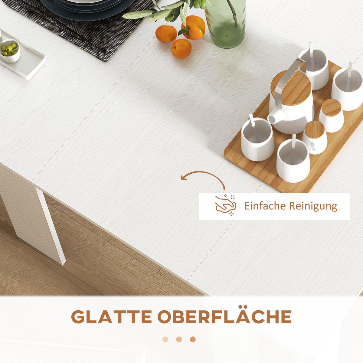 ESSTISCH Ausziehbar Küchentisch Esszimmertisch für bis 6 Personen 60-180x85 cm - Weiß, Holzwerkstoff (180/85/75cm) - HOMCOM