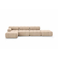 ECKSOFA L-Form XL, Stoff Velours Salvador, Beige, Links, Selia L XL - Beige, Holz (380/160cm) - Kaiser Möbel