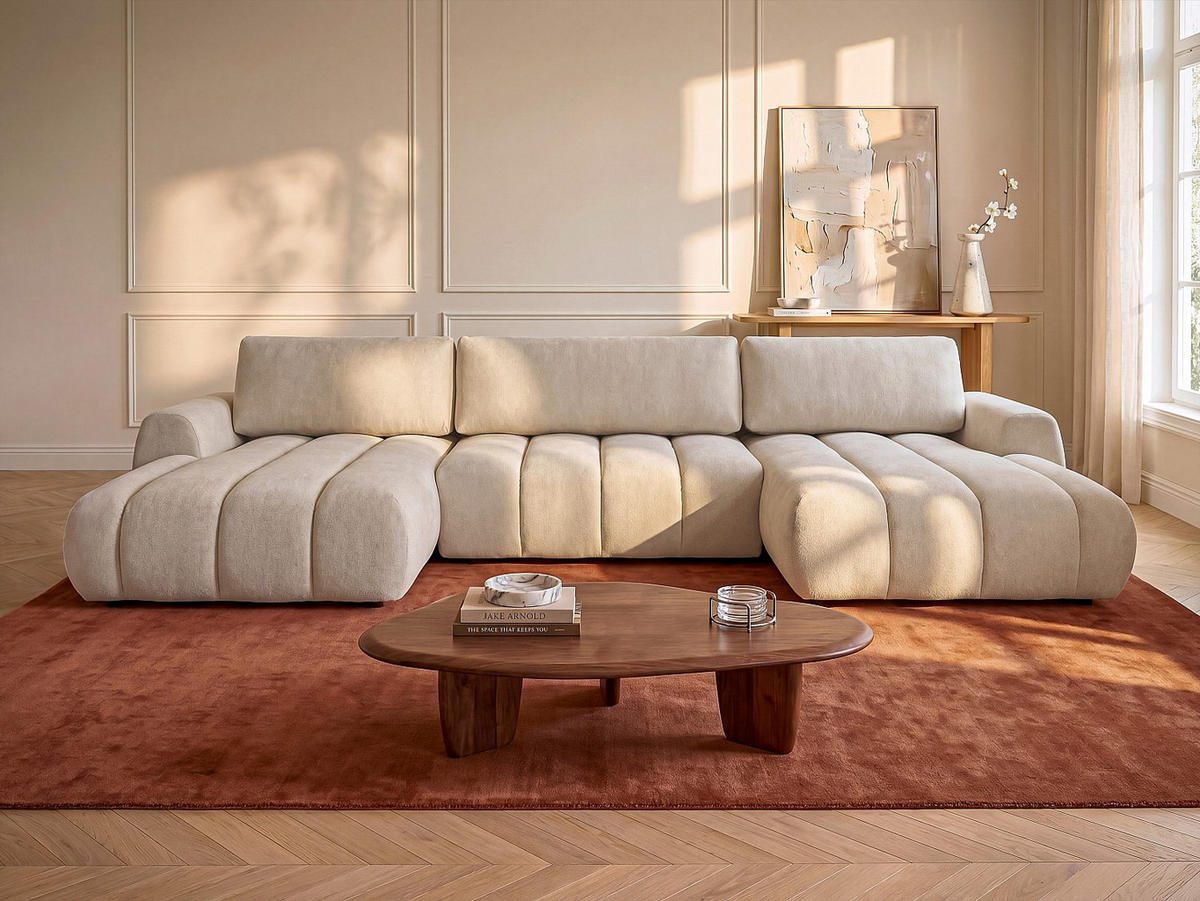 SCHLAFSOFA - 6 Personen - stoff - beige Fridora - Beige, Textil (364/81/168cm) - Vente-Unique
